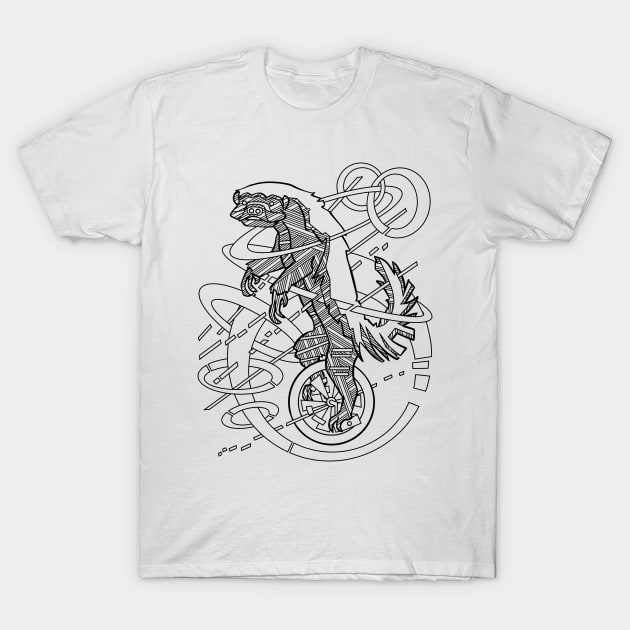 Honey Badger on a Unicycle Don't Care T-Shirt by ellemrcs